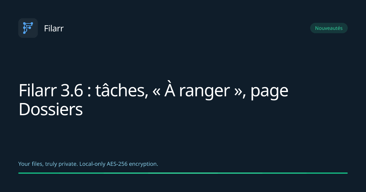 Filarr 3.6 : des tâches complètes, « À ranger », la page Dossiers, et ce qui arrive ensuite
