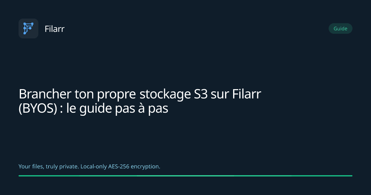 Brancher ton propre stockage S3 sur Filarr (BYOS) : le guide pas à pas