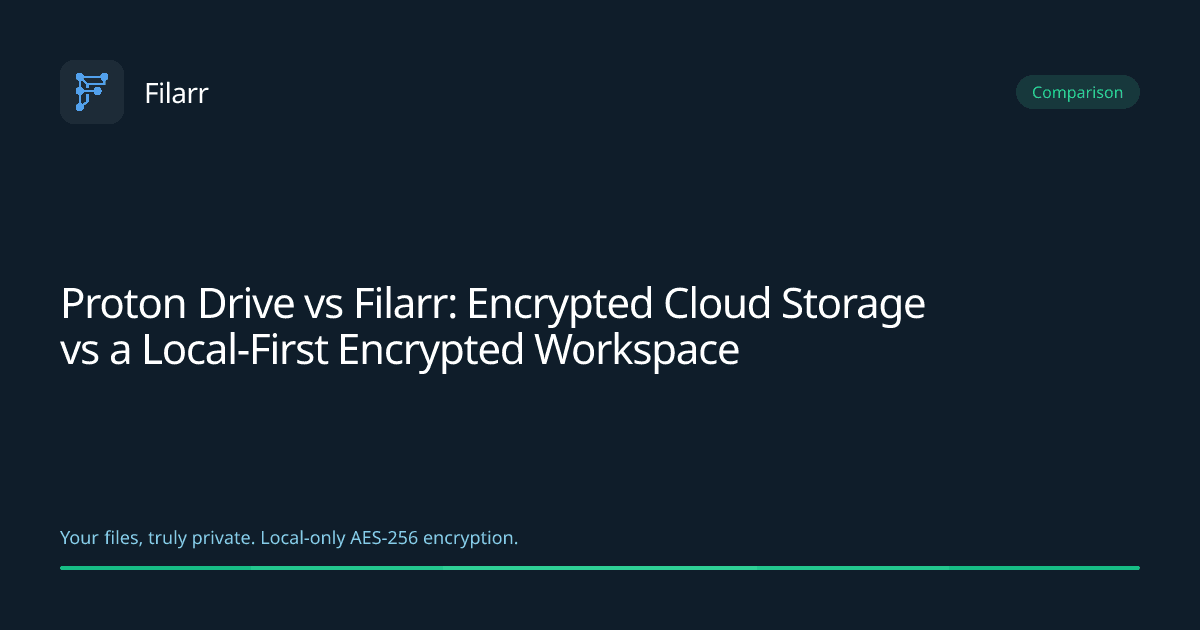 Proton Drive vs Filarr: Encrypted Cloud Storage vs a Local-First Encrypted Workspace