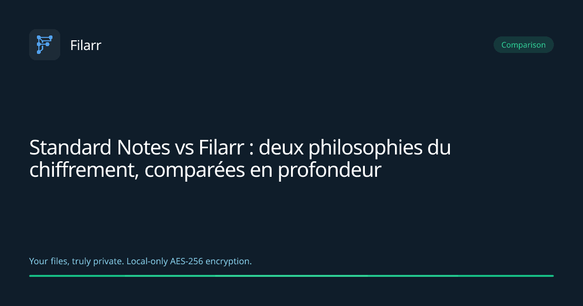 Standard Notes vs Filarr : deux philosophies du chiffrement, comparées en profondeur