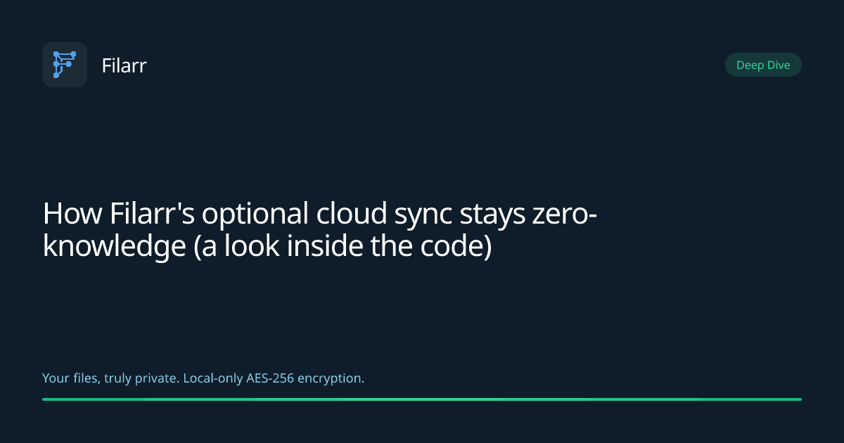 How Filarr's optional cloud sync stays zero-knowledge (a look inside the code)