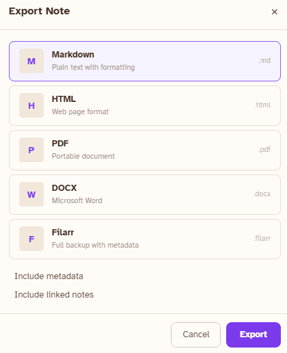 Export individuel