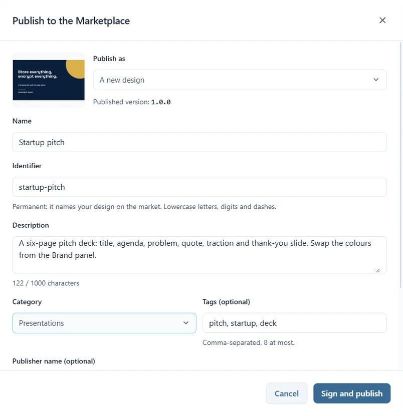 La fenêtre de publication
