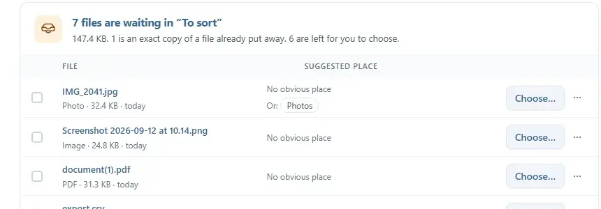 Animation : sur la page To tidy, un clic sur le bouton Photos, après « Or: », range IMG_2041.jpg