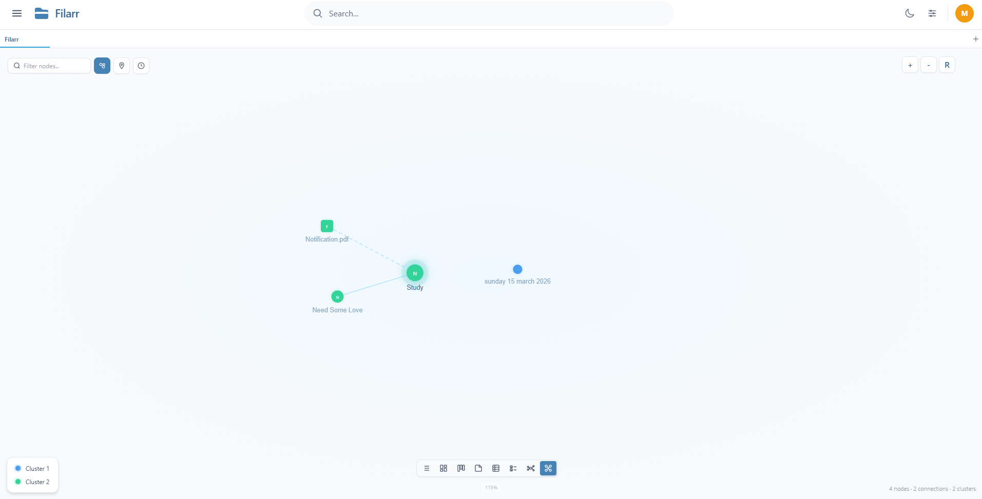 Graph view connecting notes and files